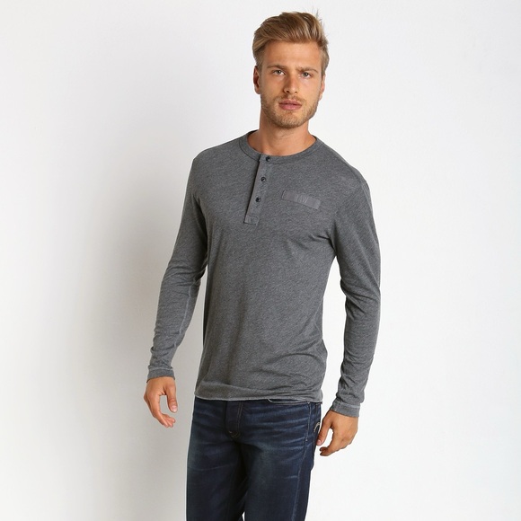 G Star Raw Grandad Longsleeve Gray Henley Size XL - Picture 1 of 4